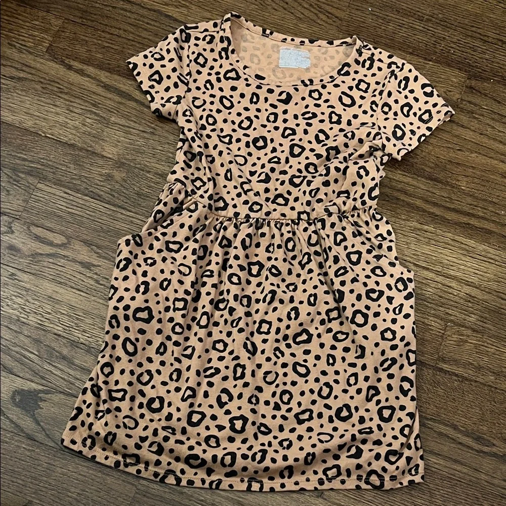 Cat & Jack Tan and Black Leopard Print Kids Dress